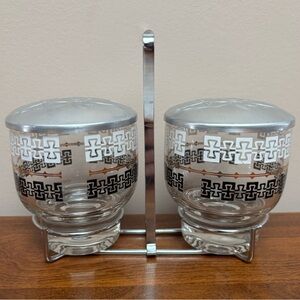 Vintage Libbey Double Condiment Set with Caddy.